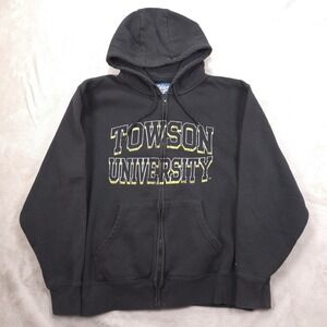 Towson University Sweatshirt Mens Large Black NCAA College Full Zip Hoodie